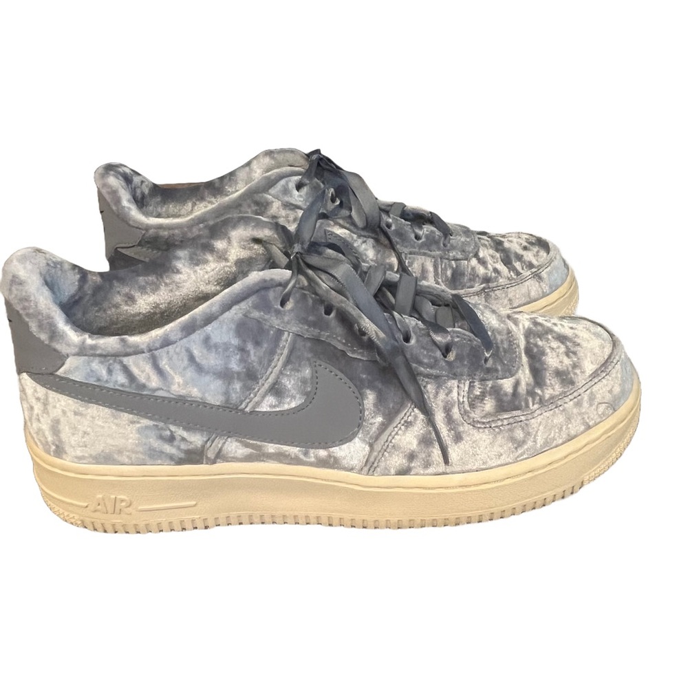 Nike Air Force One AF 1 Dark Sky Blue Velvet Sz 7Y (Women 8.5) Sneaker EUC